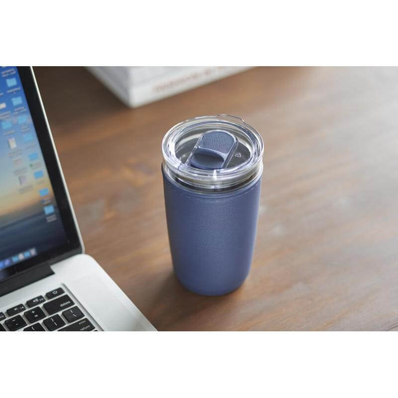 Glass Tumbler with Recycled Protective Sleeve - Blue