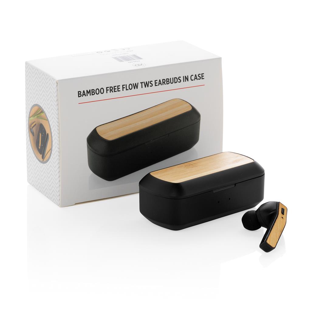 Bamboo Free Flow TWS Earbuds in Charging Case - Black