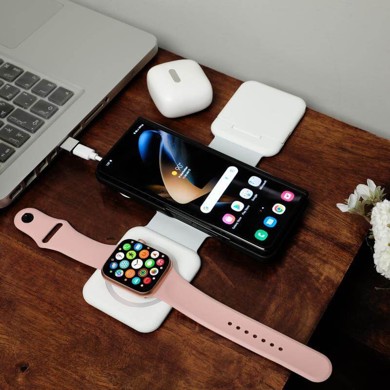 2 in 1 Wireless Charger with Multi Cable Set - White