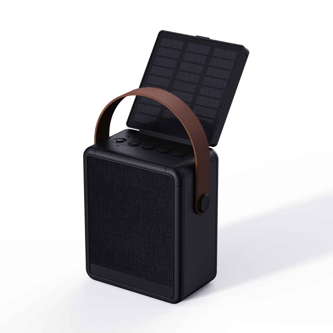 Recycled Solar Speaker & Lamp - Black