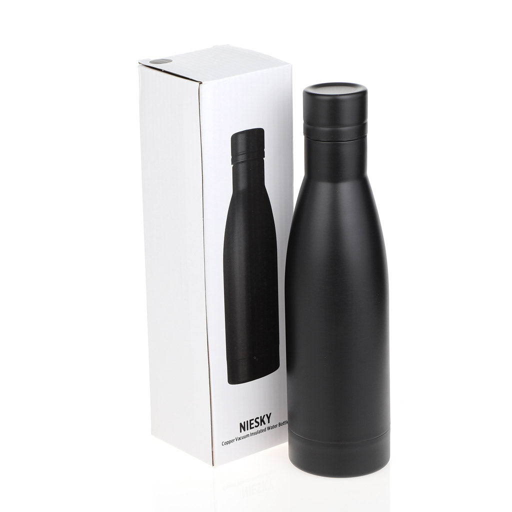 Copper Vacuum Insulated Double Wall Water Bottle - Black