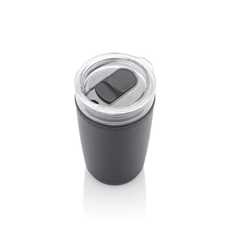 Glass Tumbler with Recycled Protective Sleeve - Black