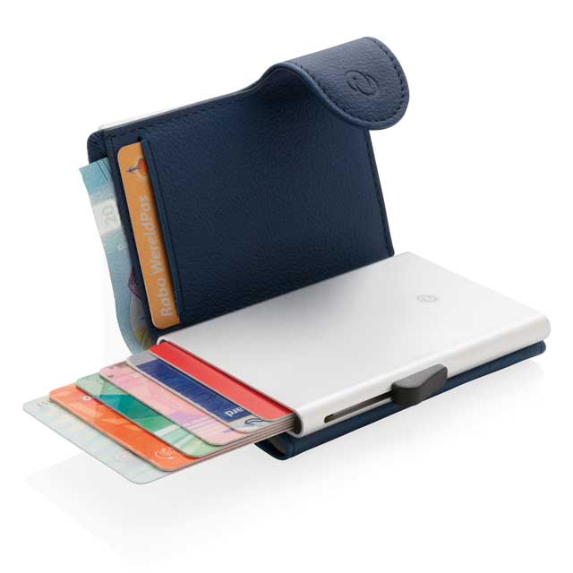 C-secure PU RFID Card Holder & Wallet Navy Blue