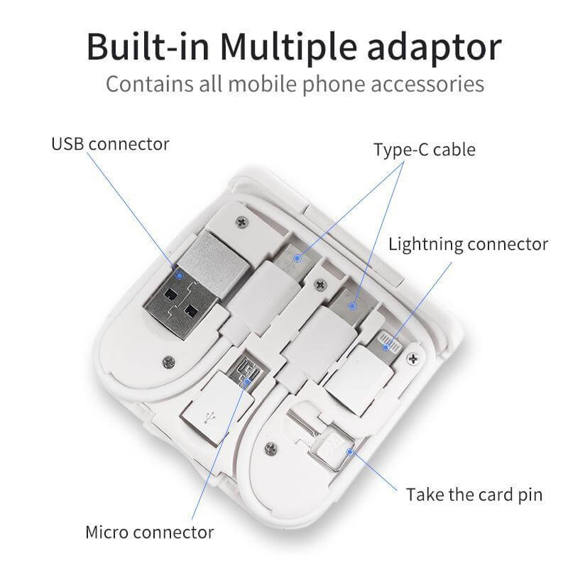 2 in 1 Wireless Charger with Multi Cable Set - White