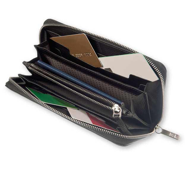 Lineage Genuine Leather Zippered Wallet Black