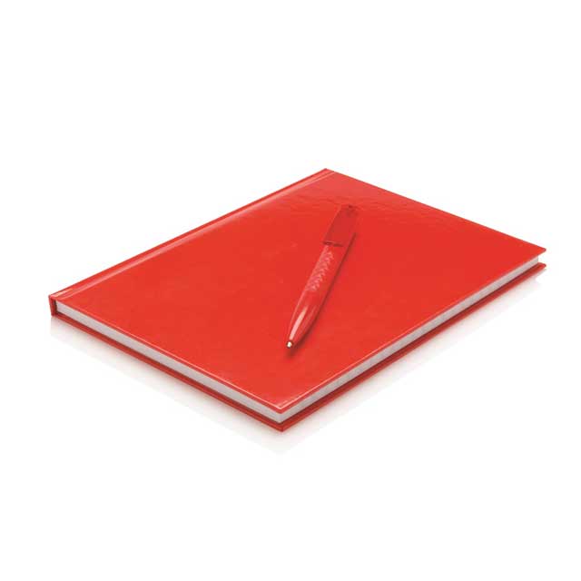 A5 Hard Cover Notebook With Pen - Red