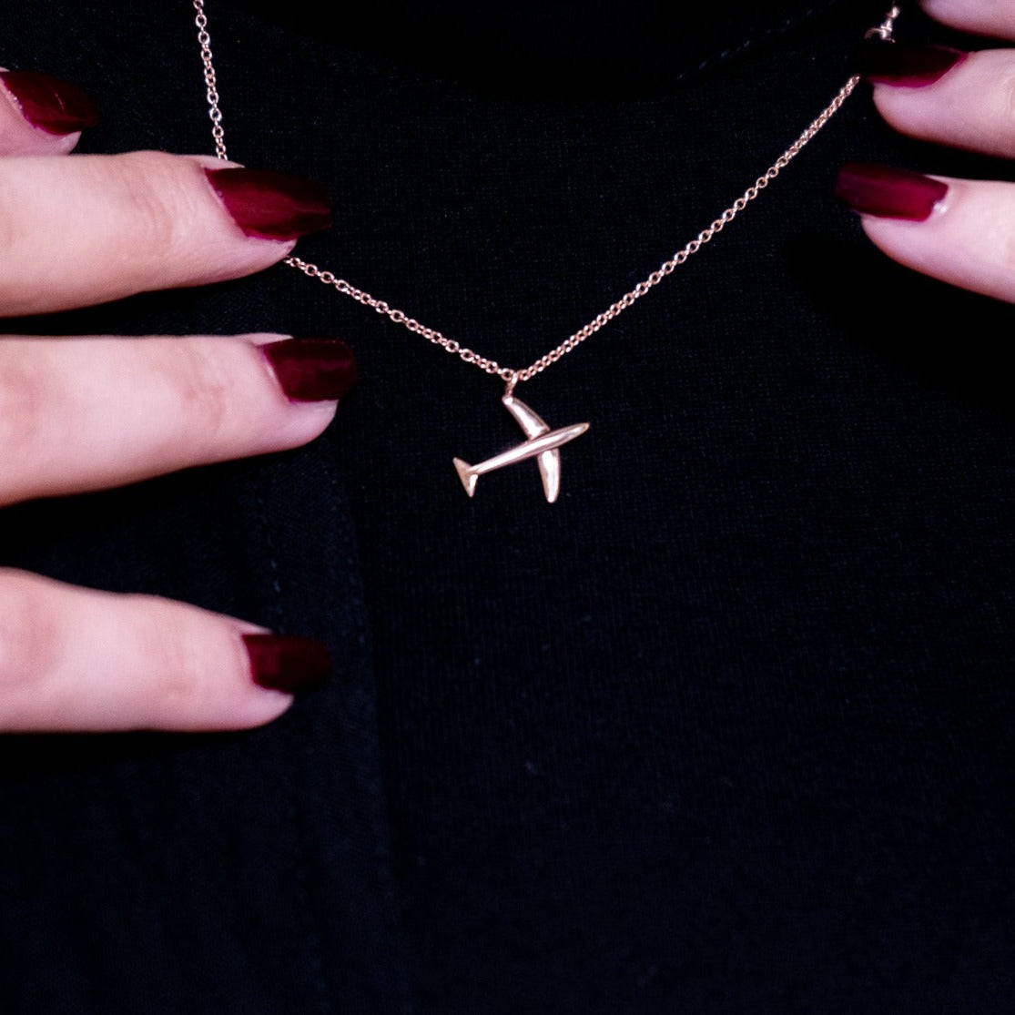 Silver Airplane Necklace