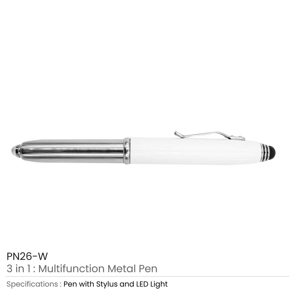 3 in 1 Metal Pens with Stylus and Light