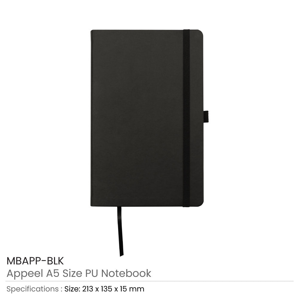 Appeel A5 PU Notebooks with Elastic Band Pen Loop Bookmark