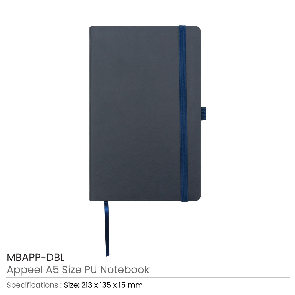 Appeel A5 PU Notebooks with Elastic Band Pen Loop Bookmark