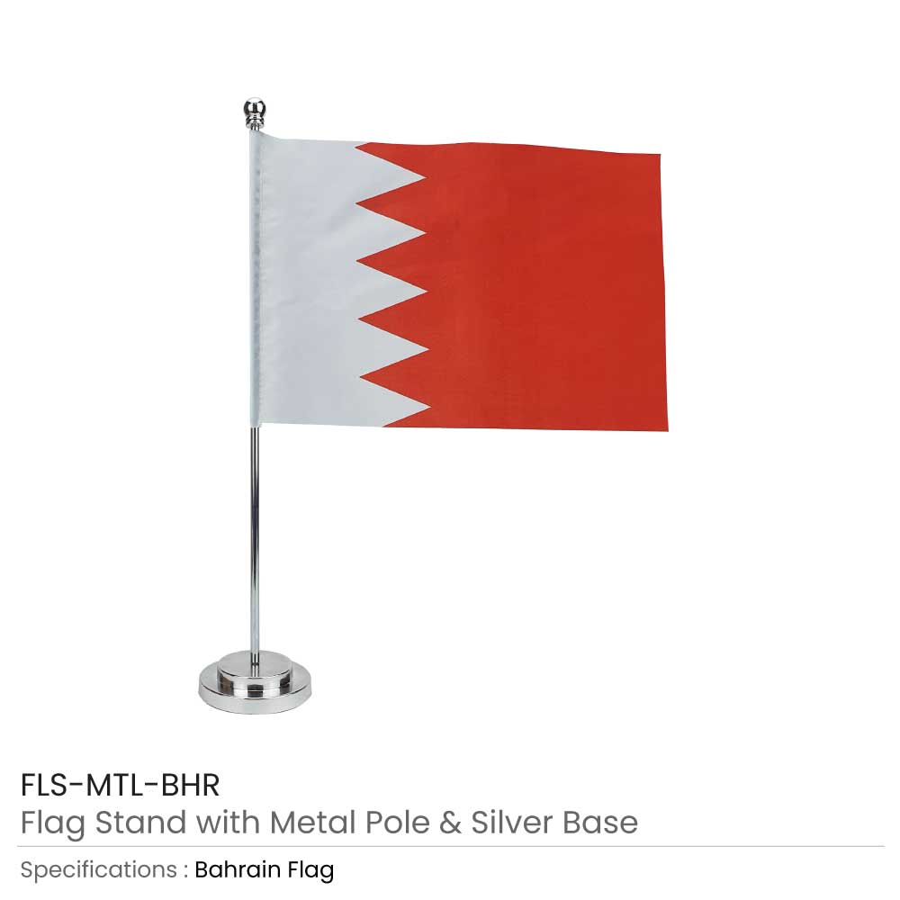 Flag with Metal Pole and Silver Base