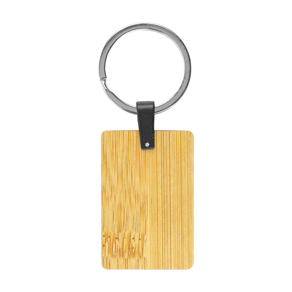 Bamboo & Metal Keychain Rectangle