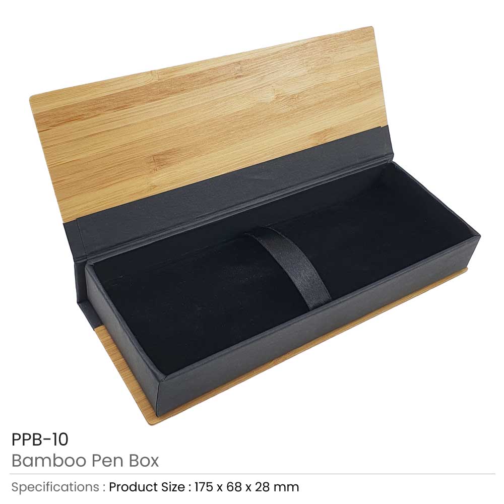 Bamboo Pen Box with Velvet Interior