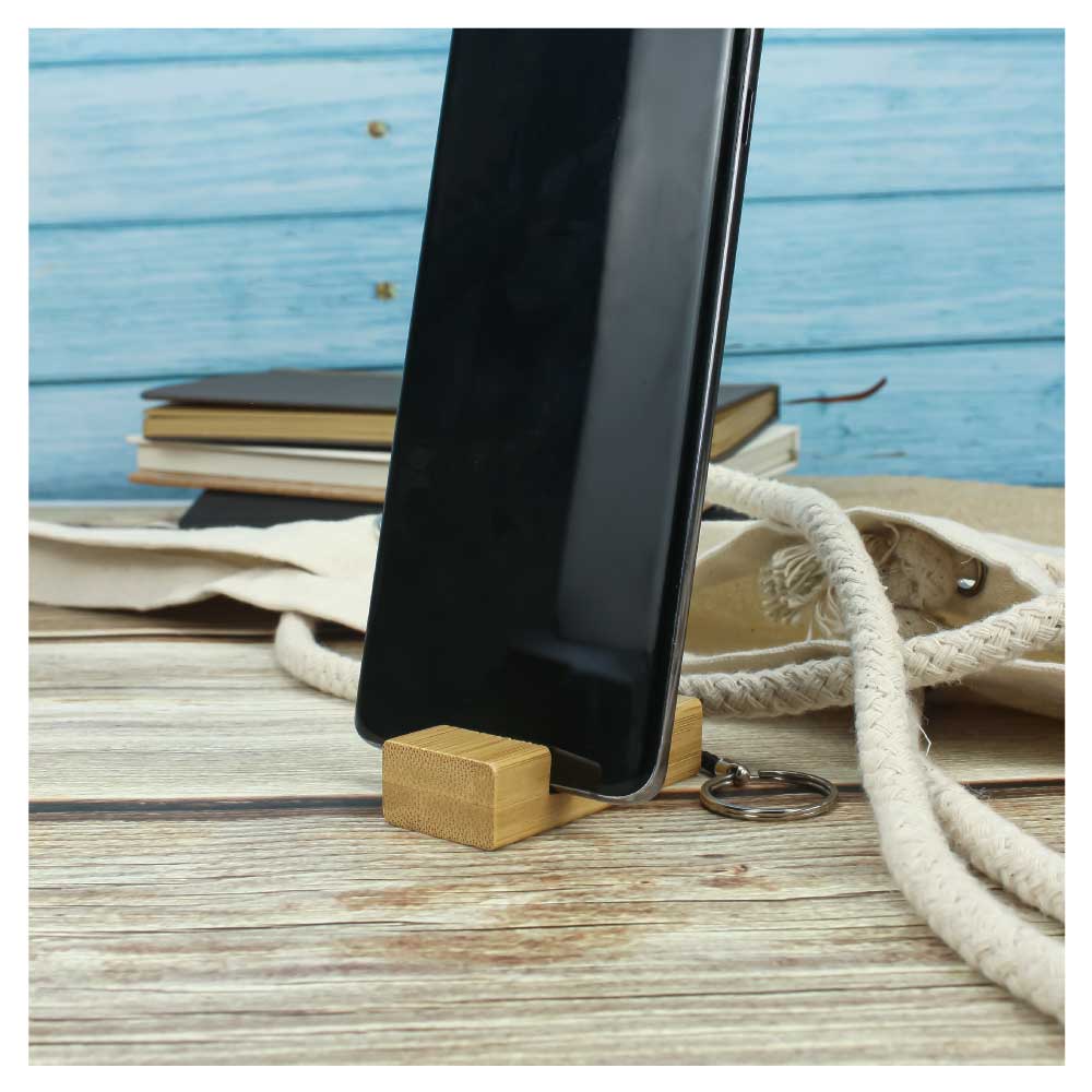 Bamboo Phone Stand Keychain