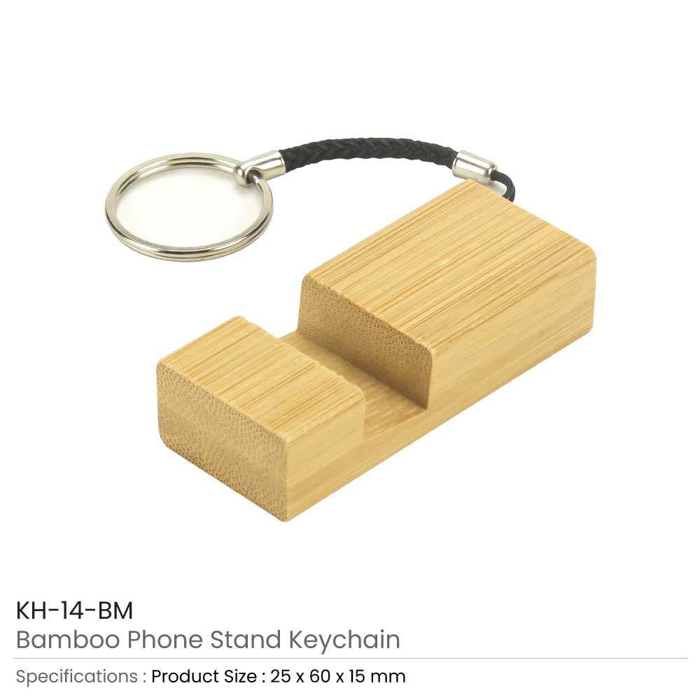 Bamboo Phone Stand Keychain