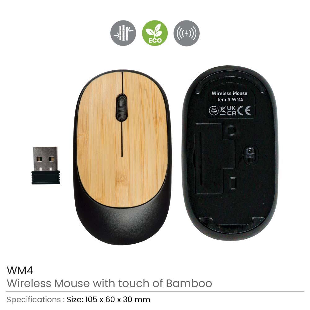 Bamboo Wireless Mouse in Black Color