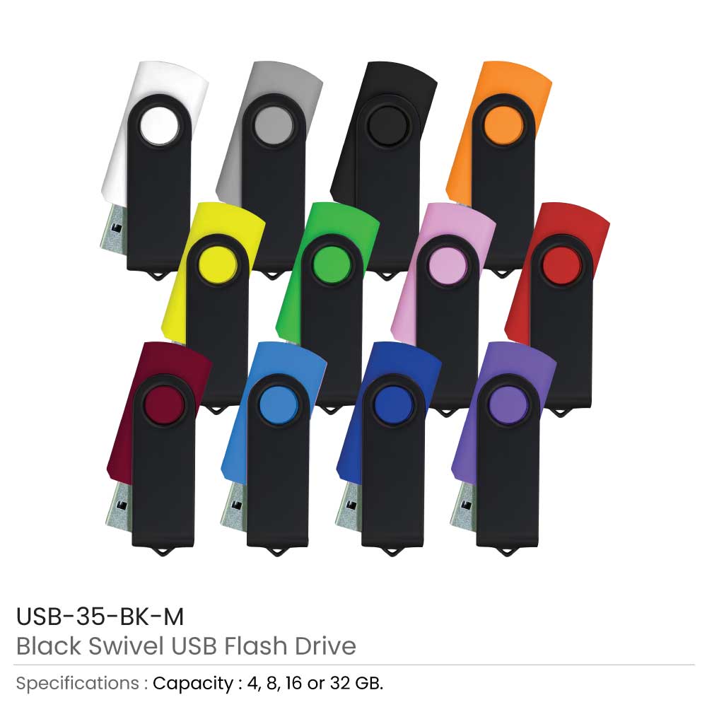 Black Swivel USB Flash Drives