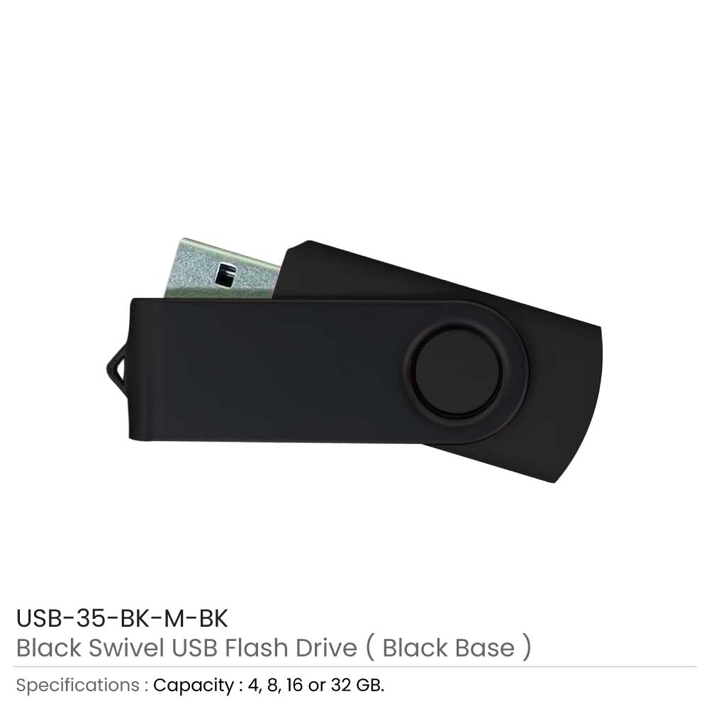 Black Swivel USB Flash Drives