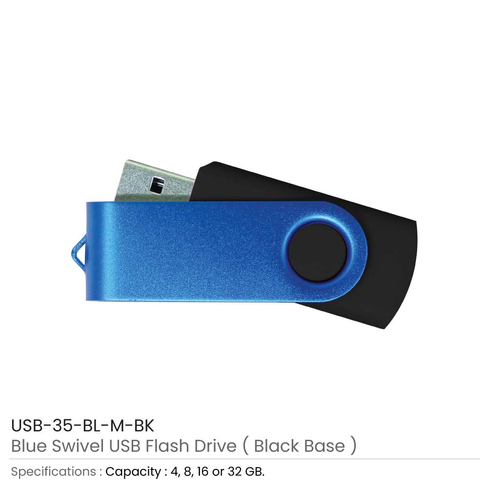 Matt Blue Swivel USB Flash Drives