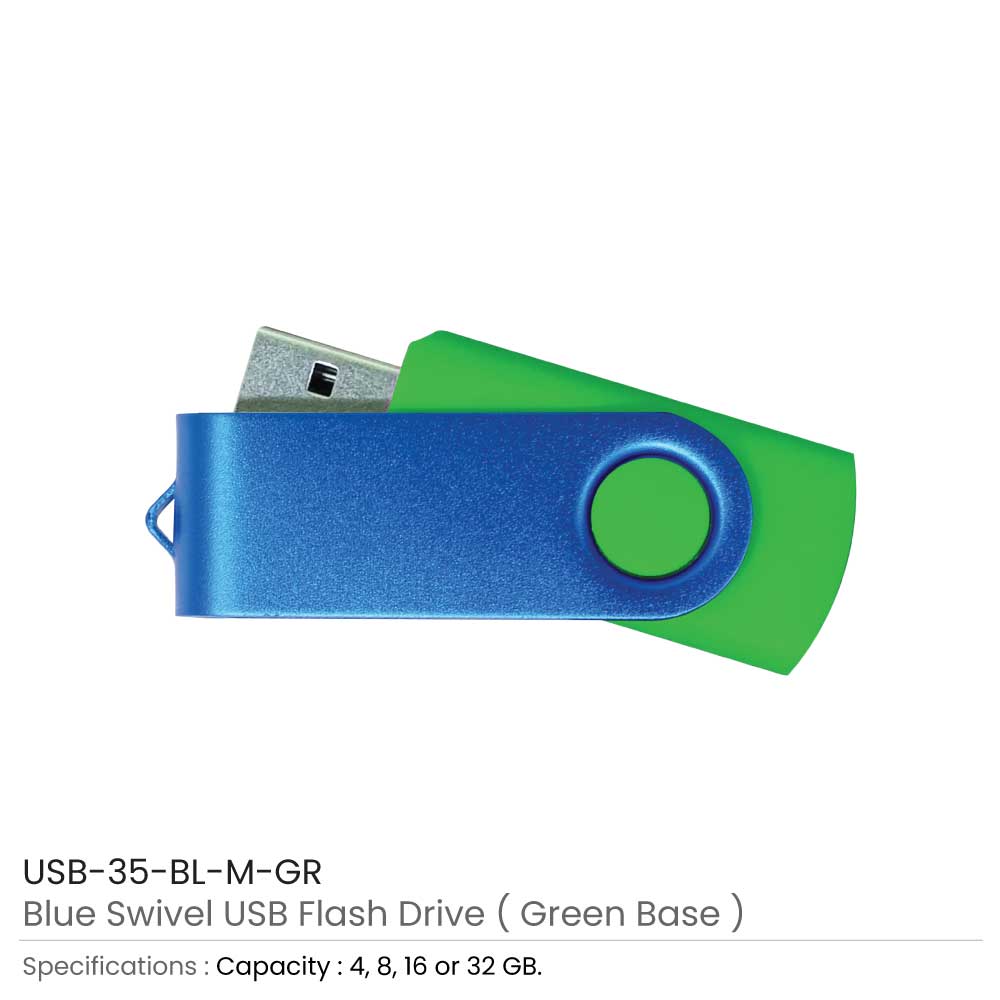 Matt Blue Swivel USB Flash Drives