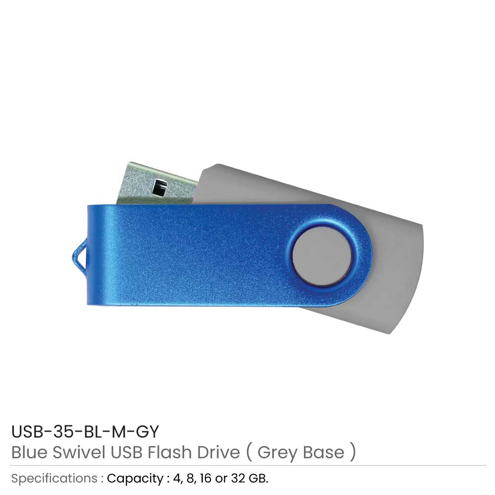 Matt Blue Swivel USB Flash Drives