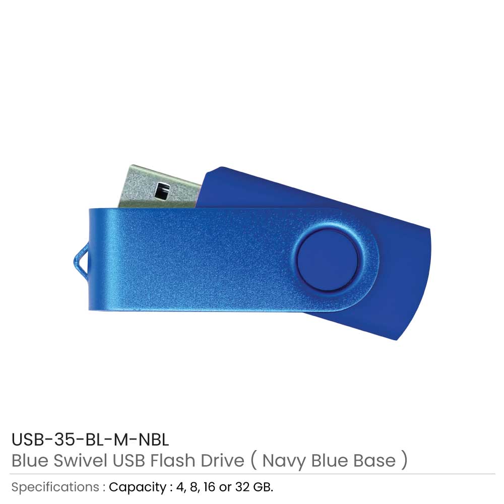 Matt Blue Swivel USB Flash Drives