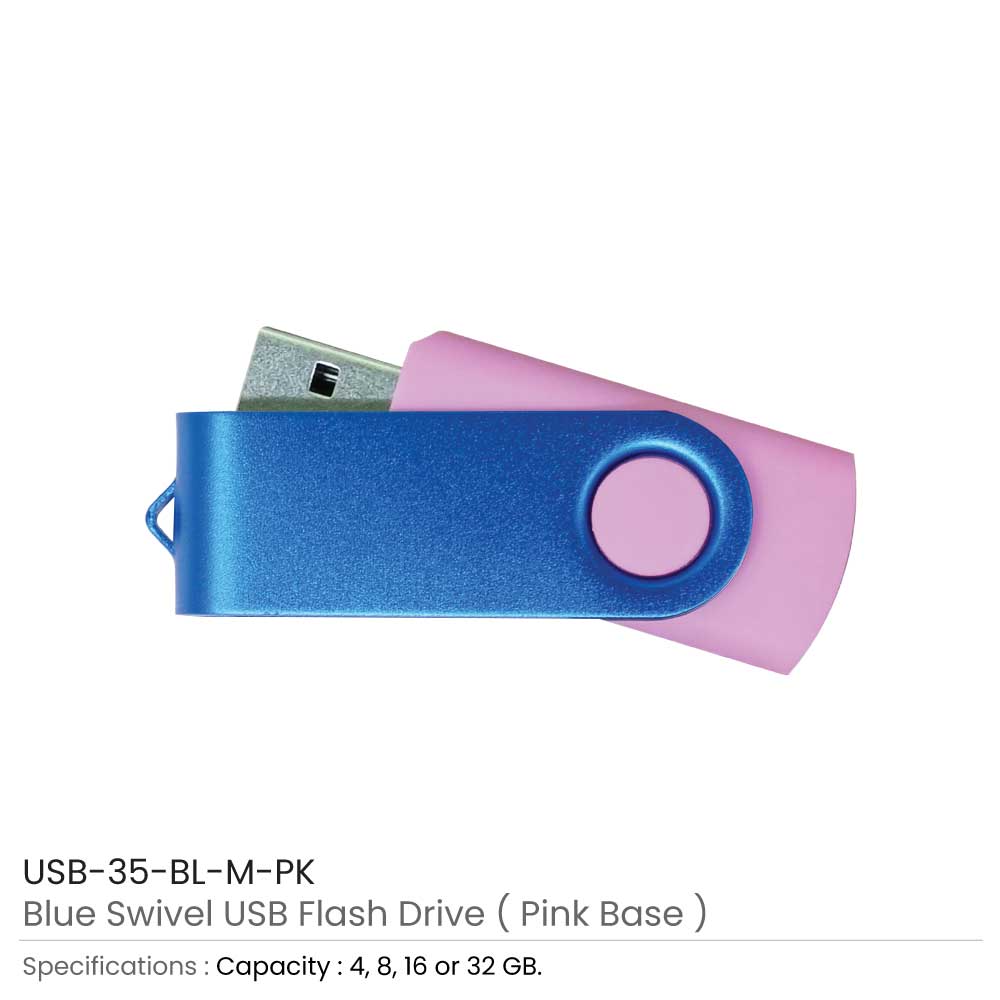 Matt Blue Swivel USB Flash Drives