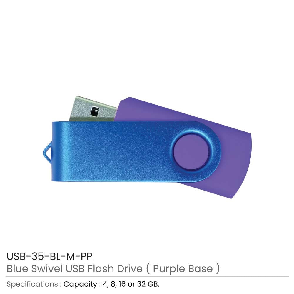 Matt Blue Swivel USB Flash Drives