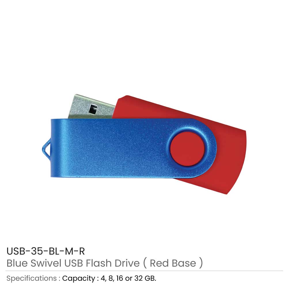 Matt Blue Swivel USB Flash Drives