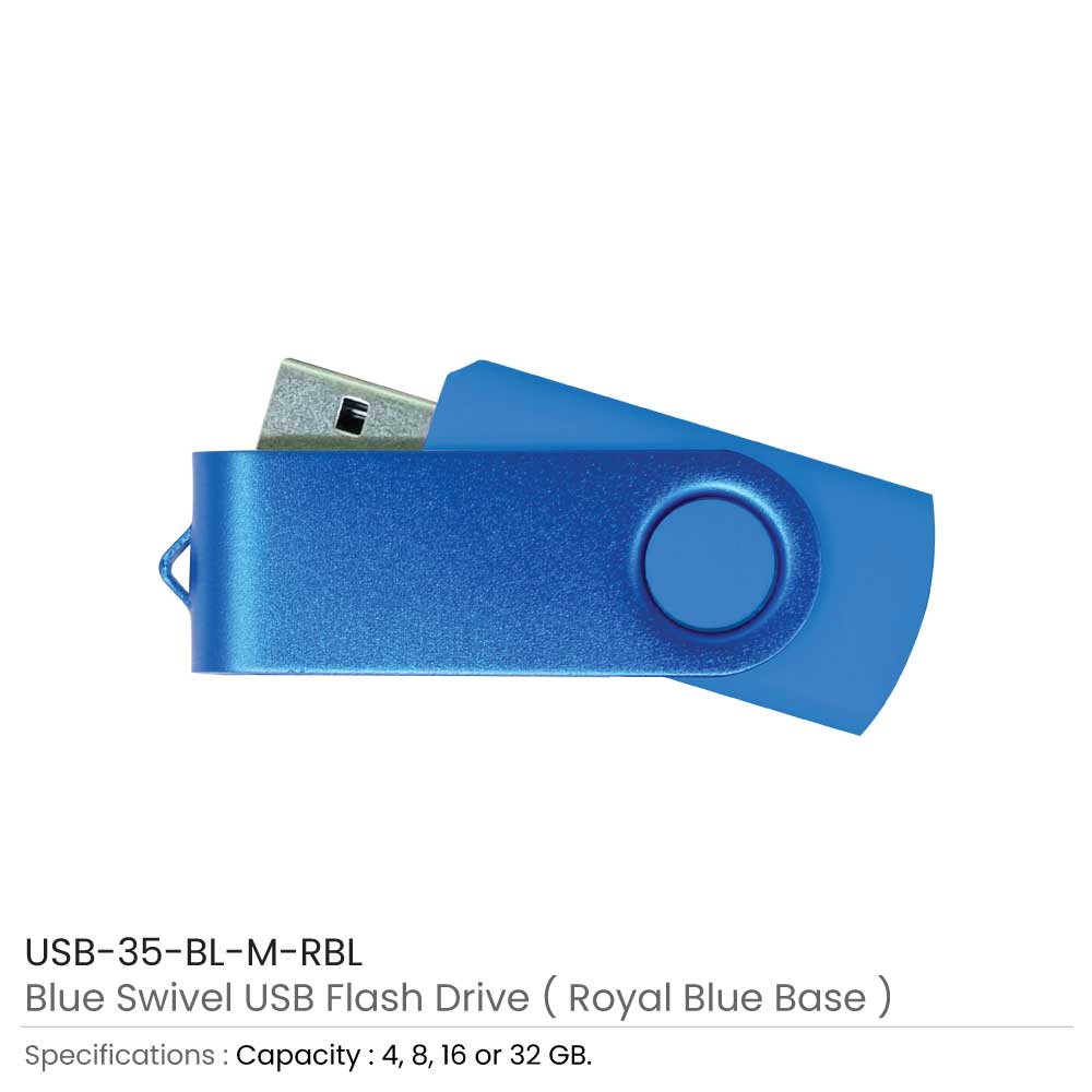 Matt Blue Swivel USB Flash Drives