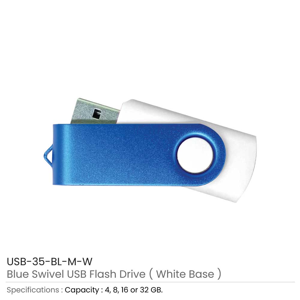 Matt Blue Swivel USB Flash Drives