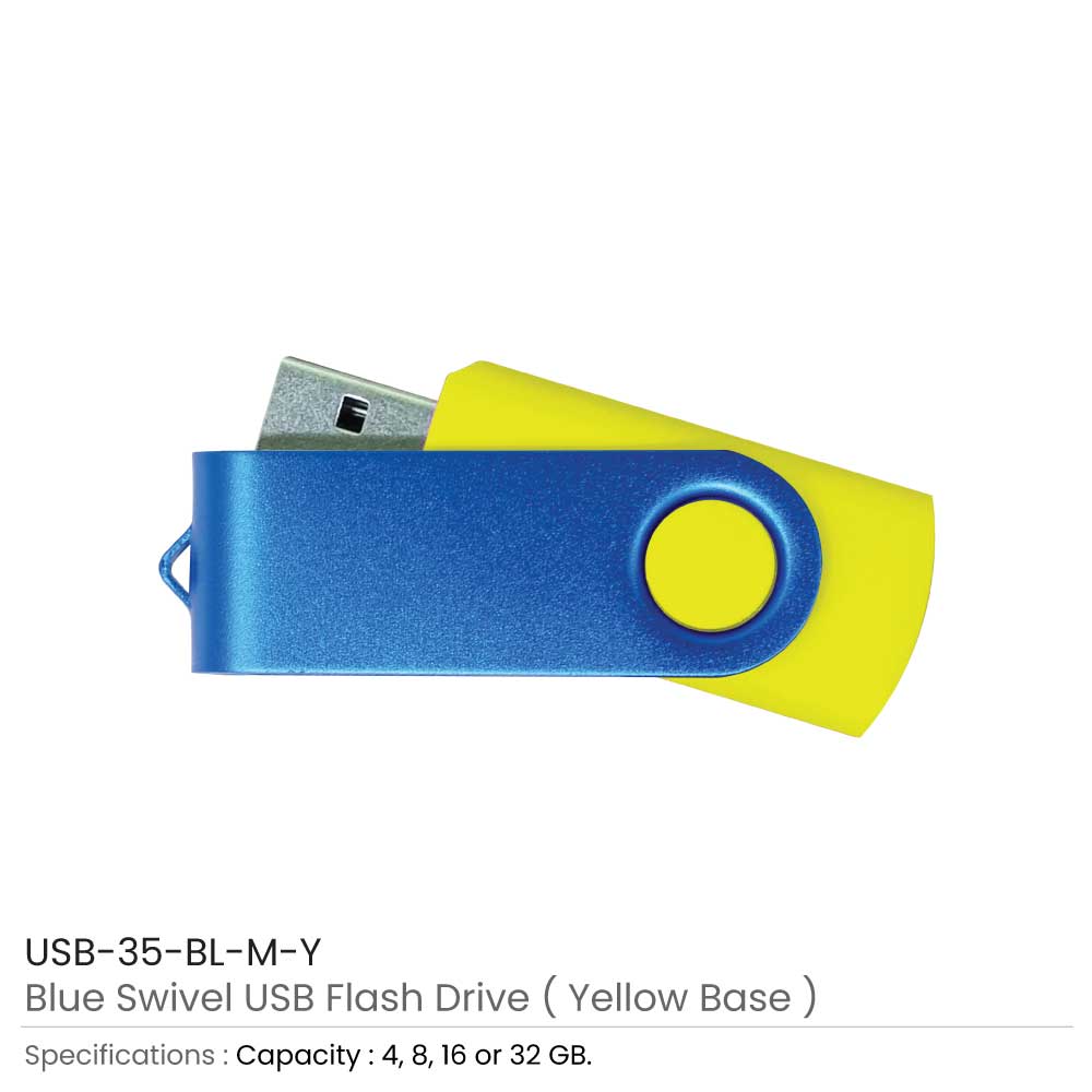 Matt Blue Swivel USB Flash Drives