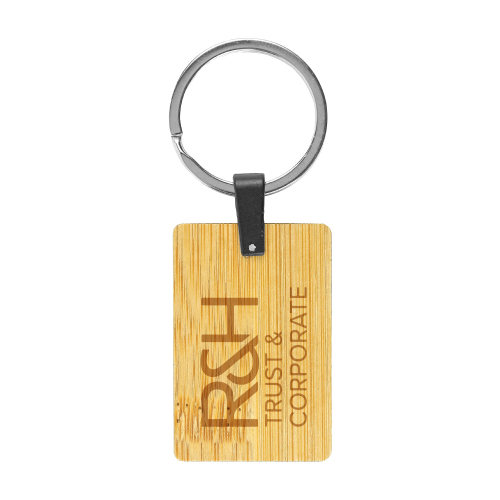 Bamboo & Metal Keychain Rectangle