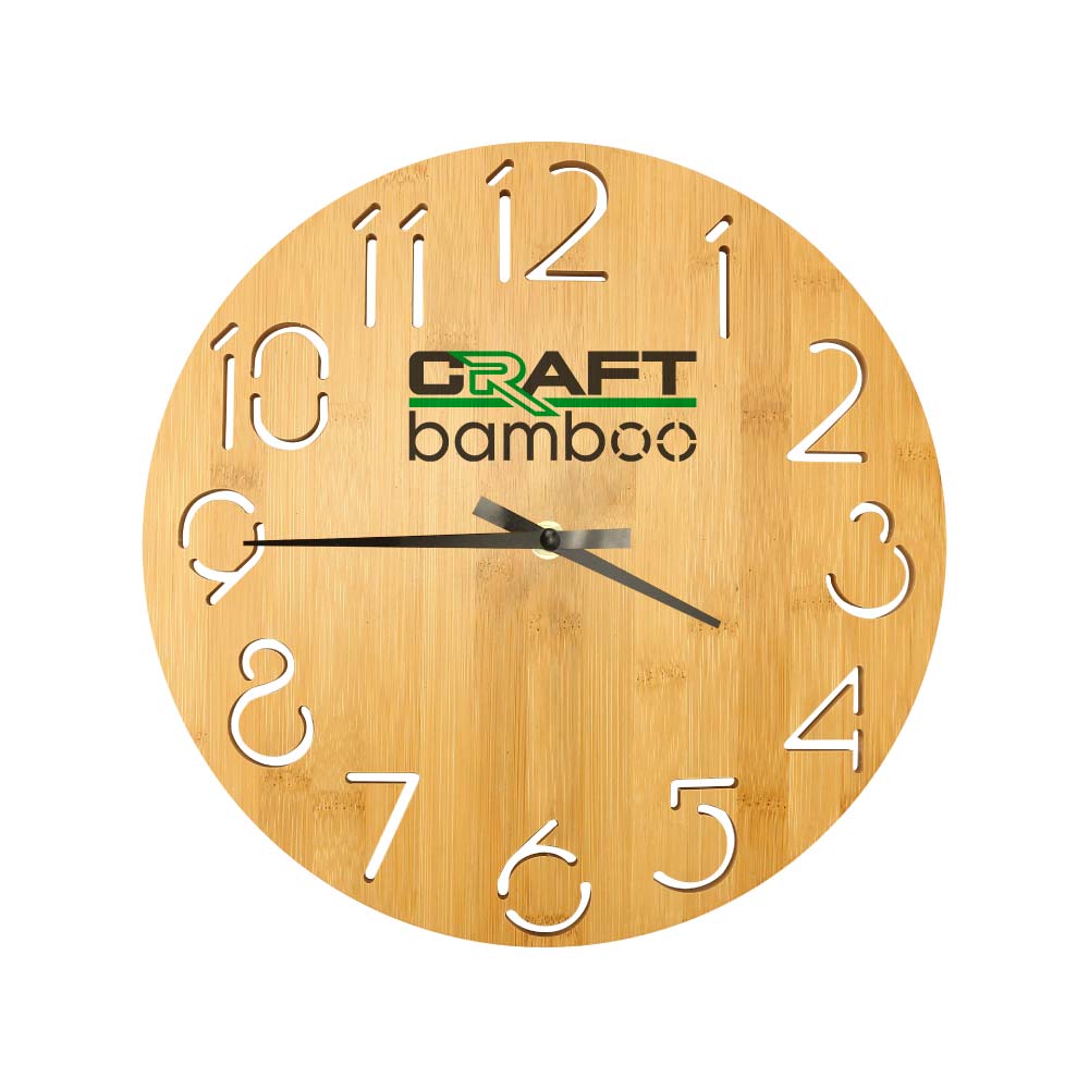 Round Bamboo Wall Clock, 28 cm Dia, Type Analog