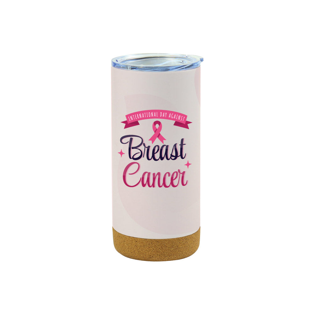 Travel Mugs with Breast Cancer Awareness Logo