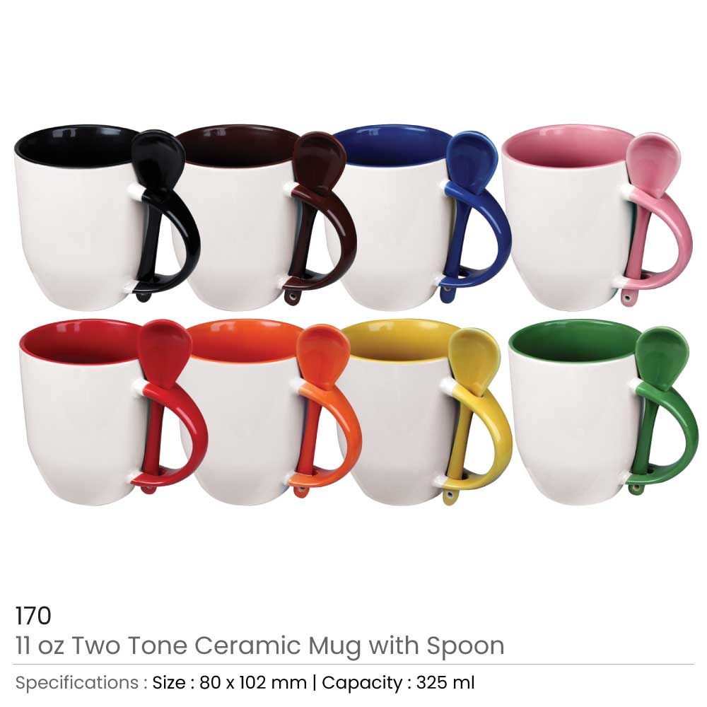 Ceramic Mugs with Spoon