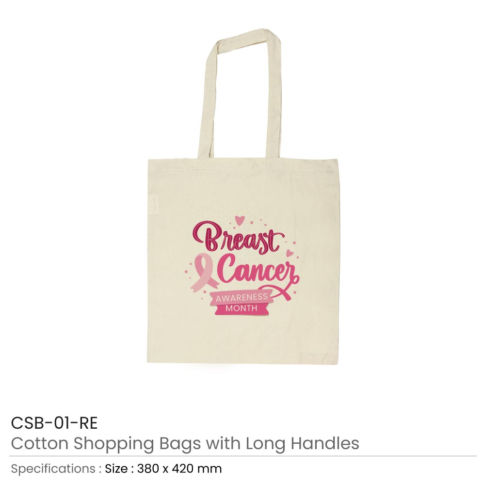 Cotton Bags with Breast Cancer Awareness Logo