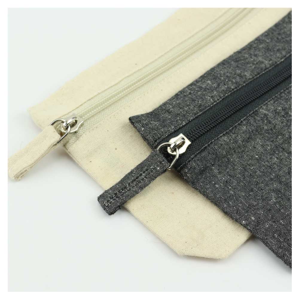 Cotton Pouch with front Zipper