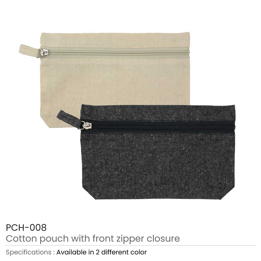 Cotton Pouch with front Zipper