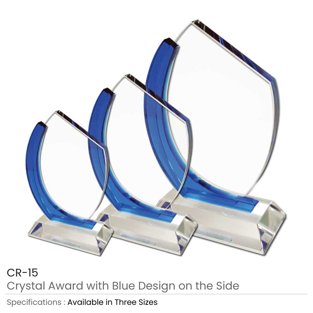 Crystal Awards with Blue Design Side