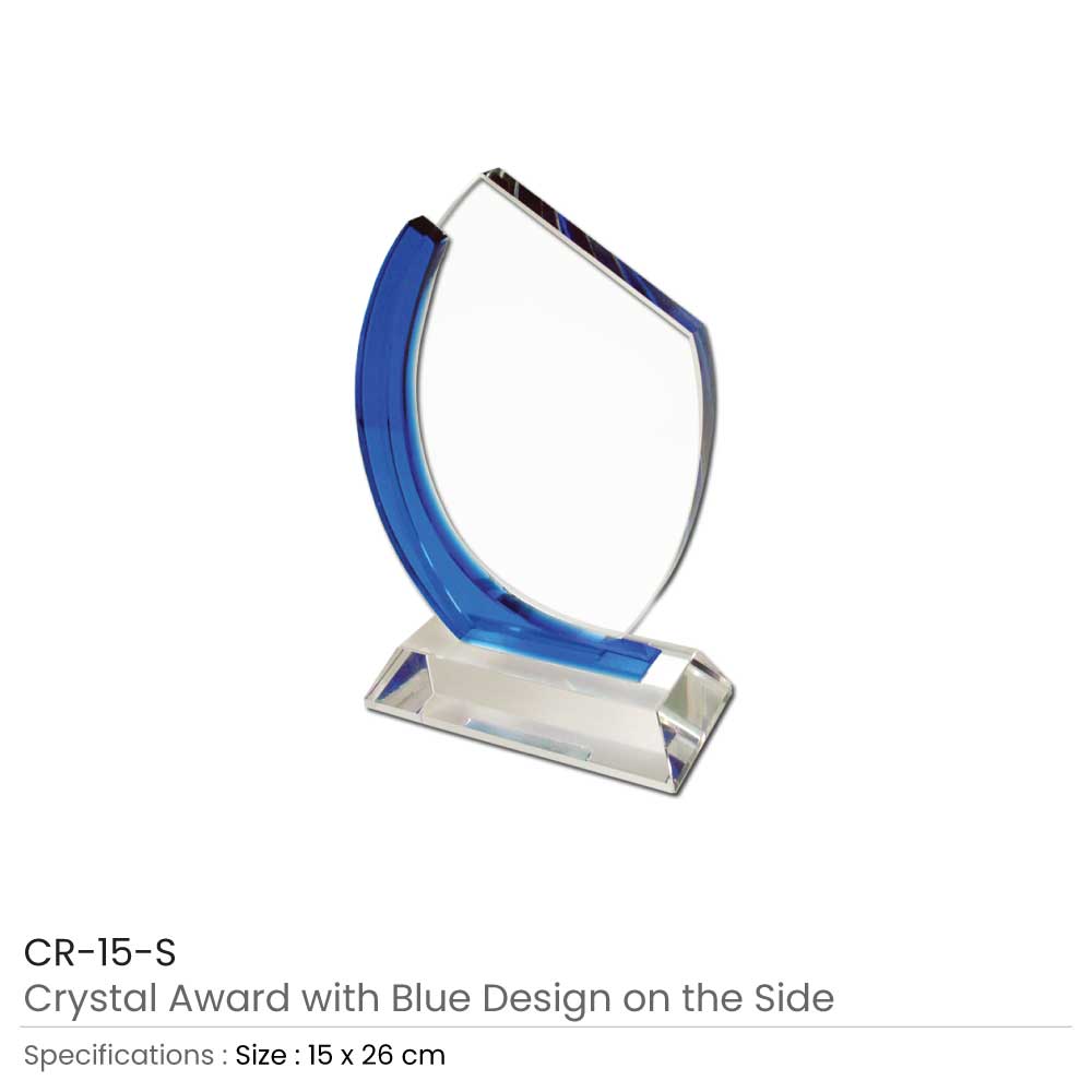 Crystal Awards with Blue Design Side