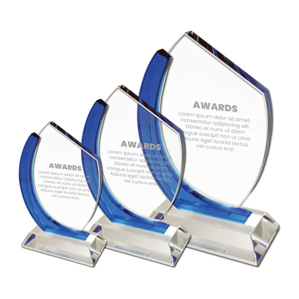 Crystal Awards with Blue Design Side