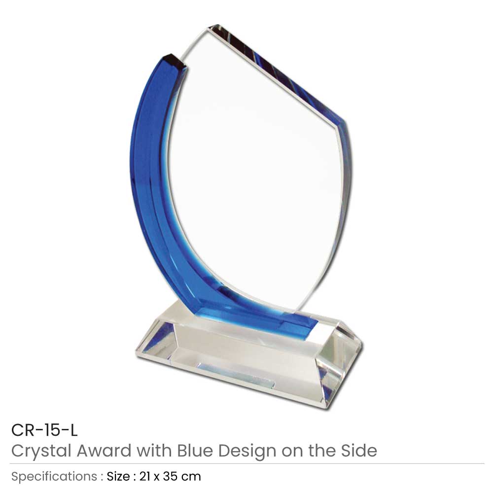 Crystal Awards with Blue Design Side