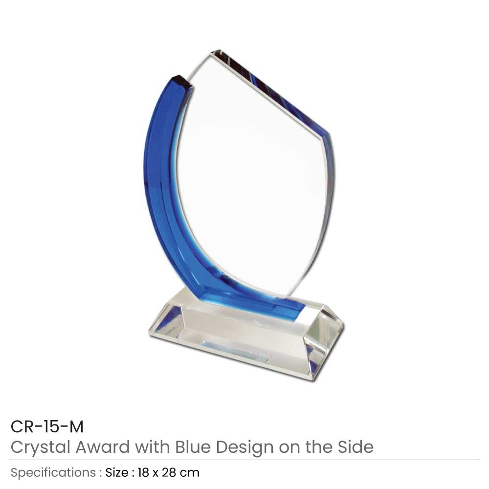 Crystal Awards with Blue Design Side