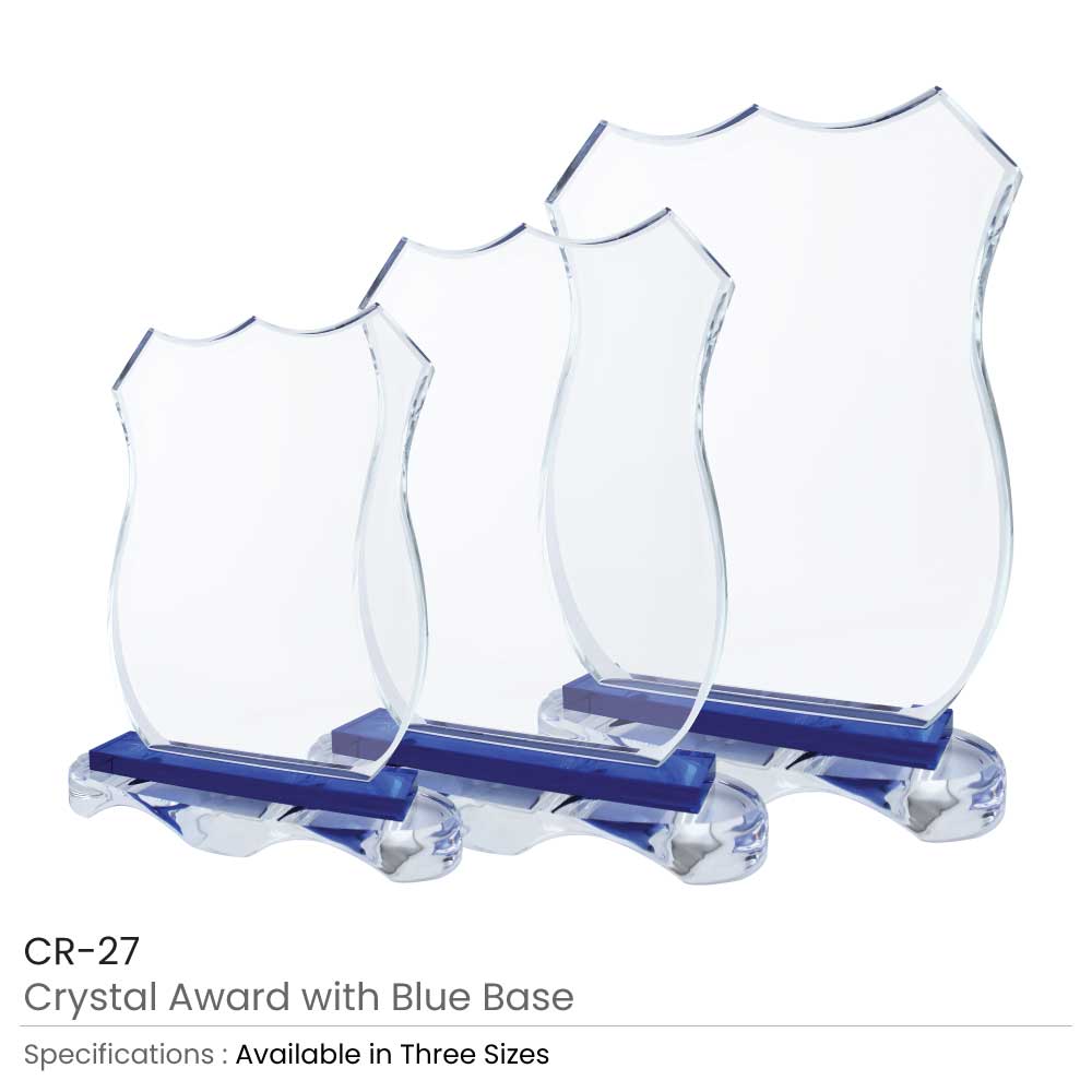 Crystal Awards with Blue Base and Box