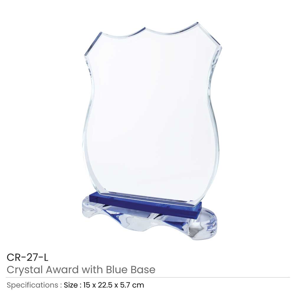 Crystal Awards with Blue Base and Box