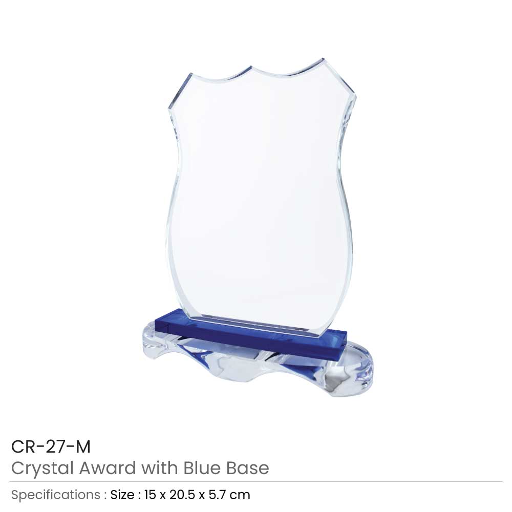 Crystal Awards with Blue Base and Box