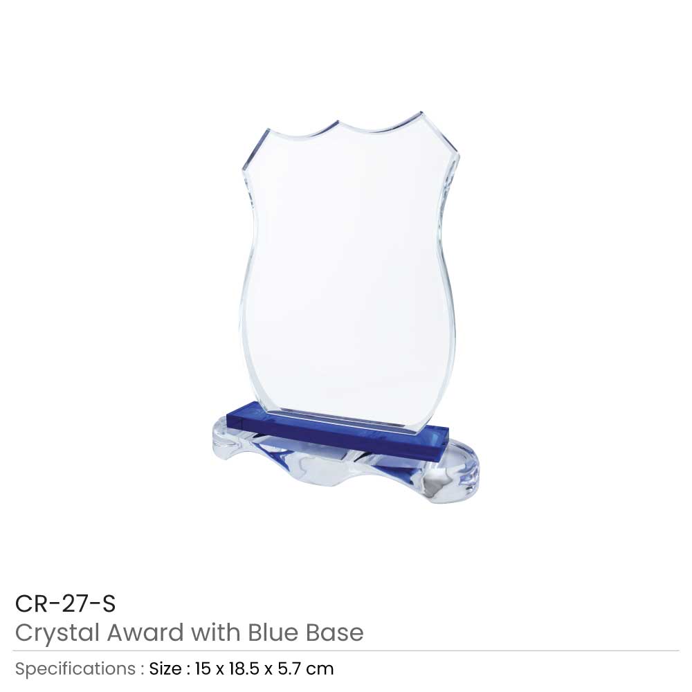 Crystal Awards with Blue Base and Box