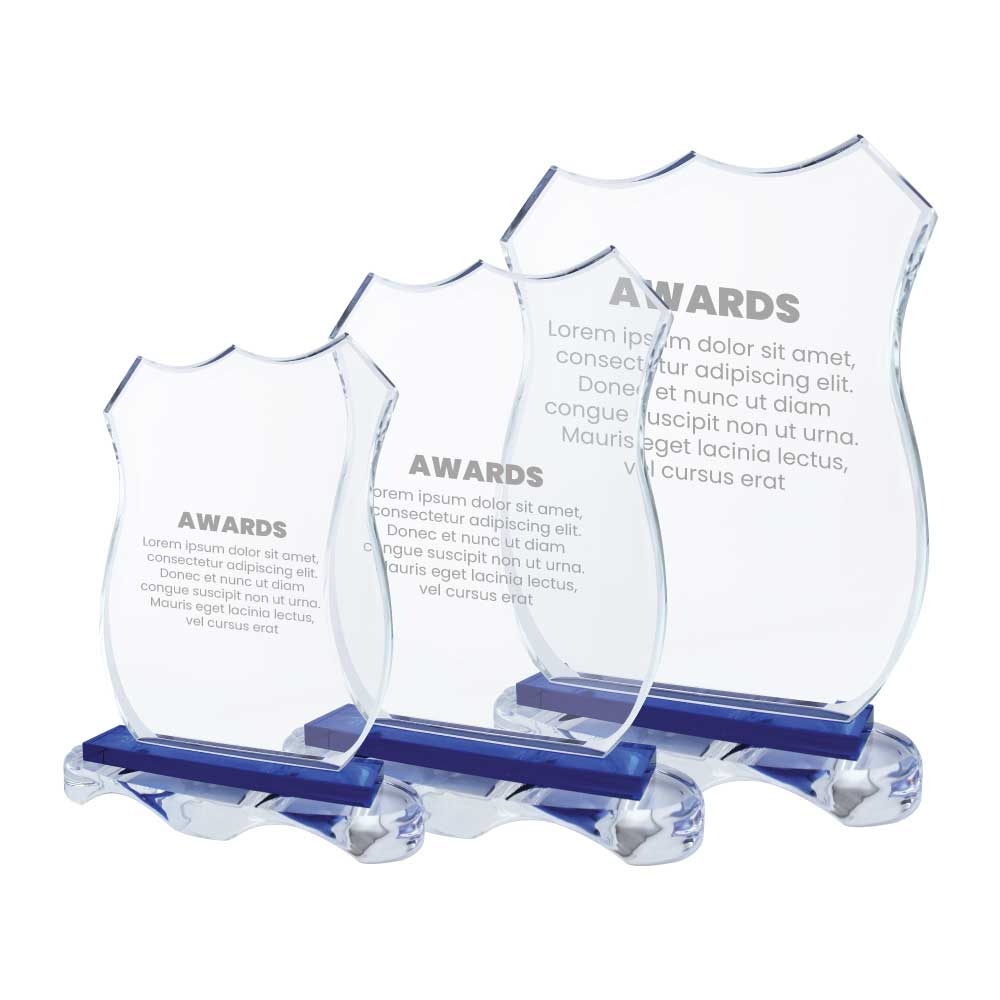 Crystal Awards with Blue Base and Box