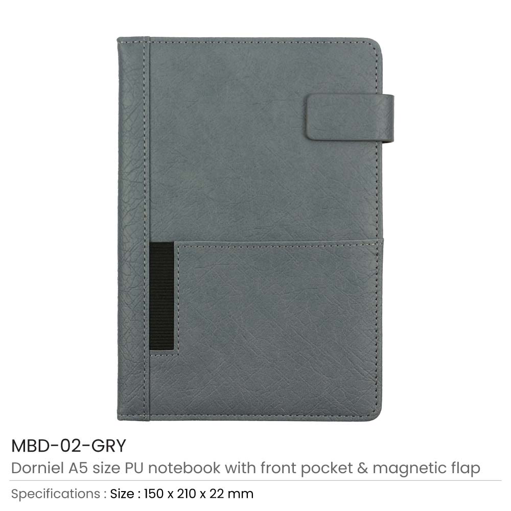 Dorniel A5 PU Notebooks with Front Pocket & Magnetic Flap